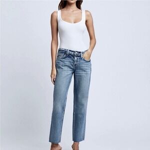 L'AGENCE Milana Low Rise Light Blue Faded Denim Jeans Raw‎ Hem Women's 26